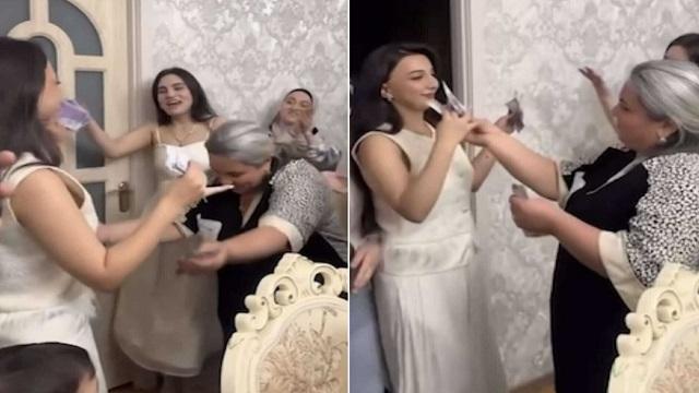 დედამთილმა რძალს იმდენი 100-ლარიანი აჩუქა, პატარძალს ხელში არ ეტეოდა - საქართველოში გამართული ქორწილის კადრები